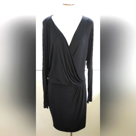 Haute Hippie Dresses Haute Hippie Black V Neck Surplice Long